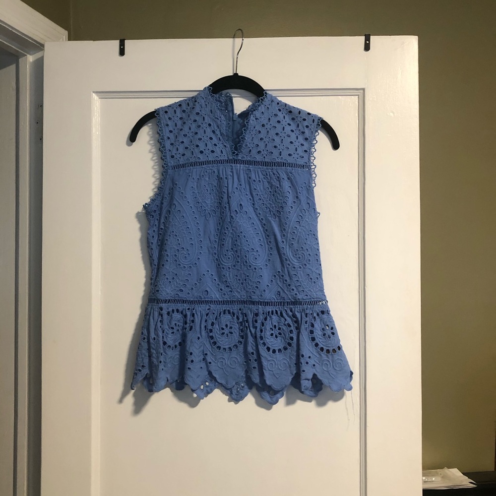 Blue Lace Sleeveless Shirt